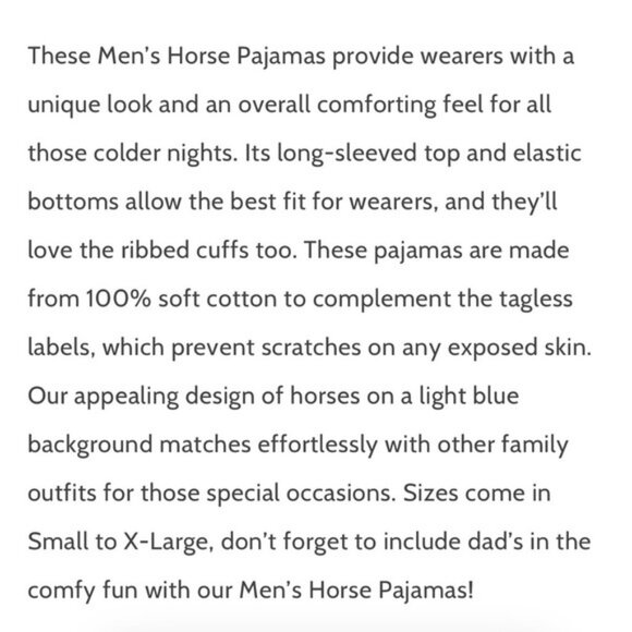 Leveret Men's Horse Pajamas Size X-L NWT - Picture 5 of 6